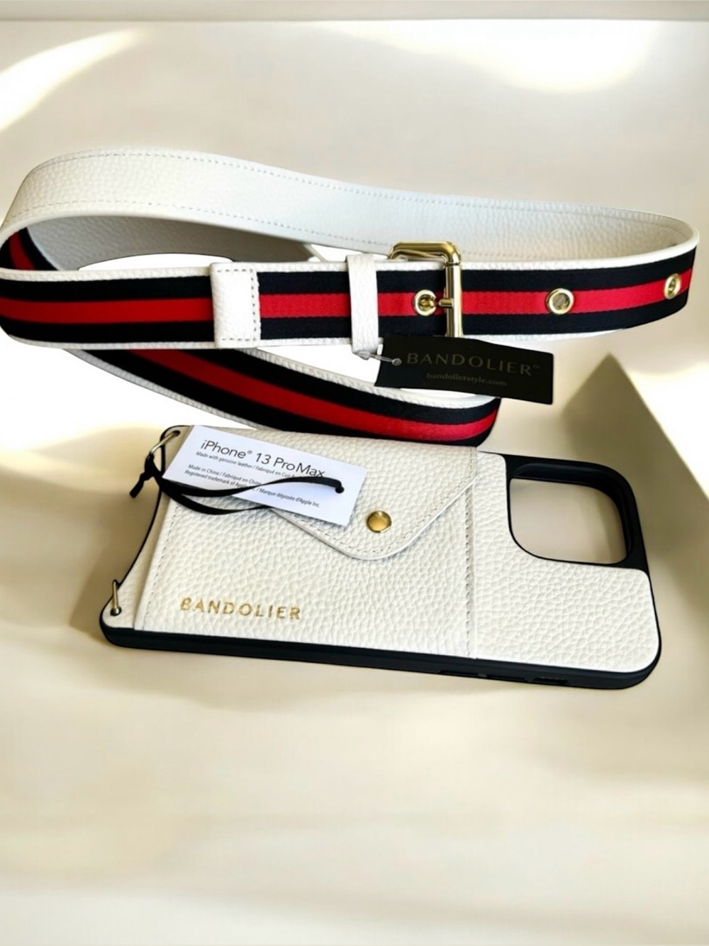🆕 Bandolier Kimberly iPhone 13 Pro Max Crossbody White Leather